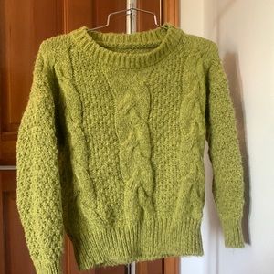 Green cable knit sweater